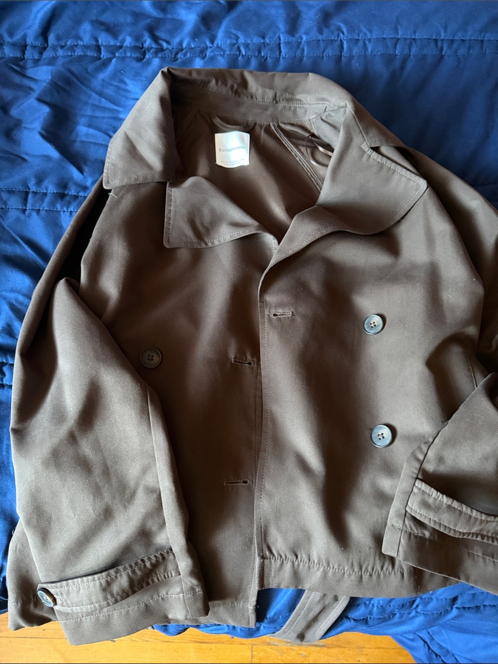 Womens Brown Double-Breasted Jacket